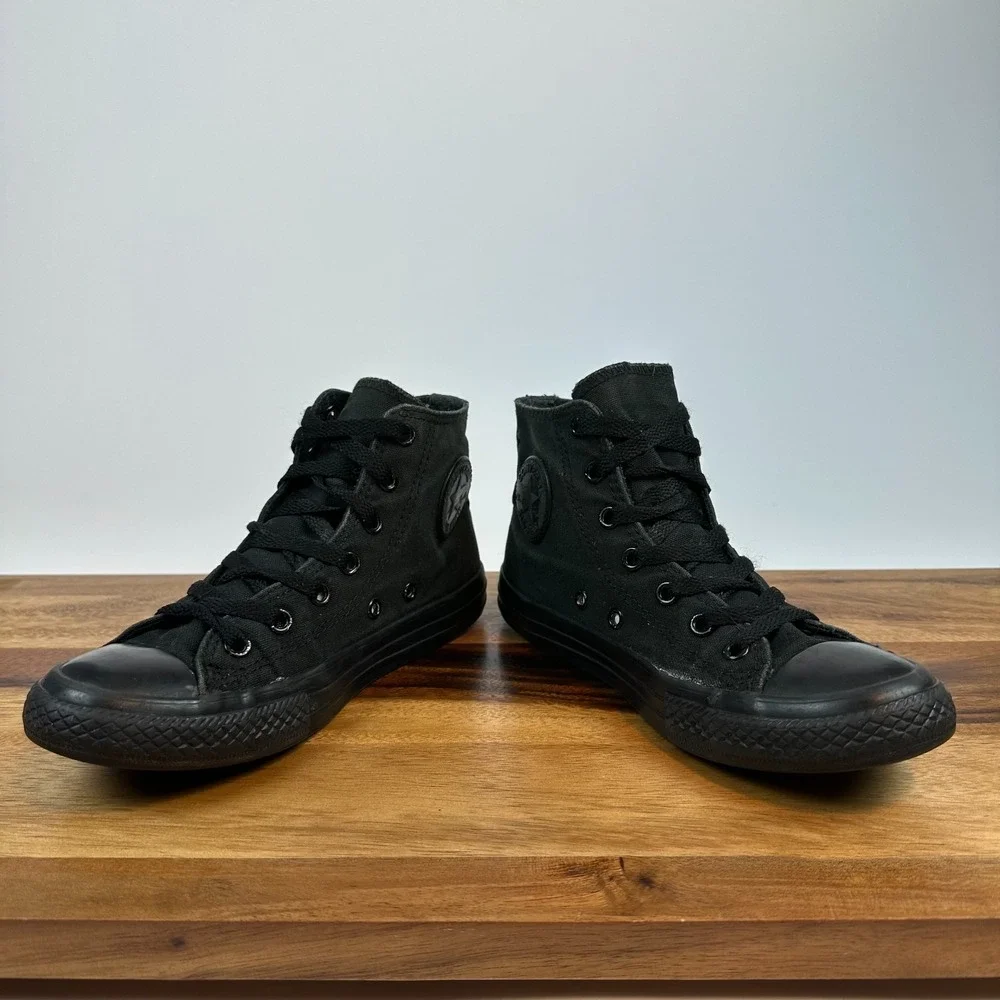 Big Kids Converse Chuck Taylor All Star Hi Top Triple‎ Black Sneakers Size 2 Y